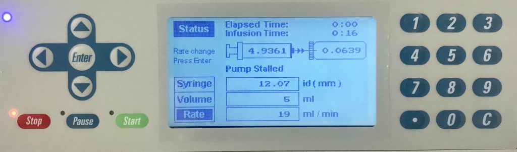 stalled syringe pump settings